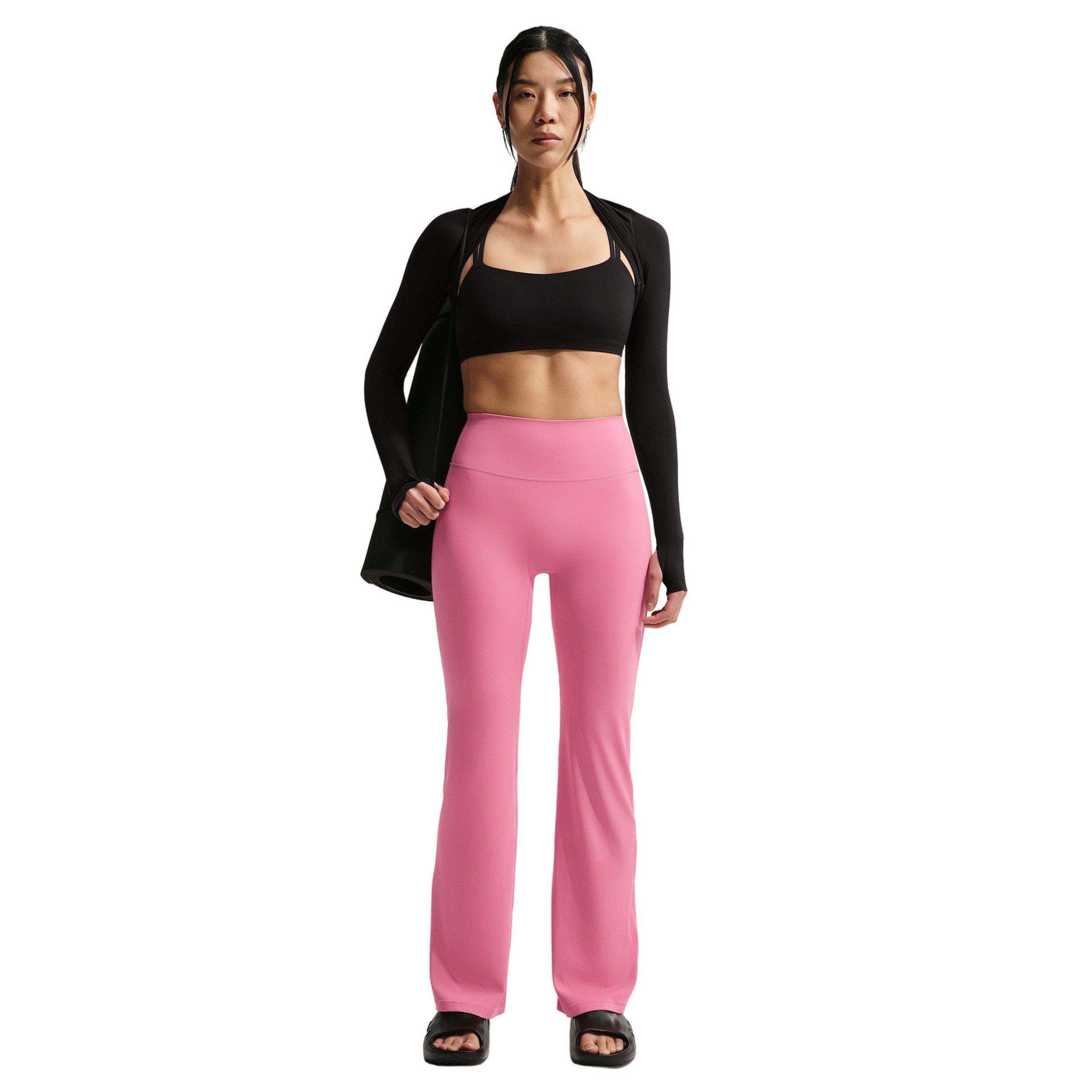 Nike Women's Zenvy High-Waisted Flared Leggings with No Front Seam - PINK/WHITE